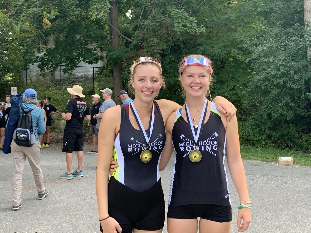 Adella Brainerd and Laura Riordan won the Girls 2x