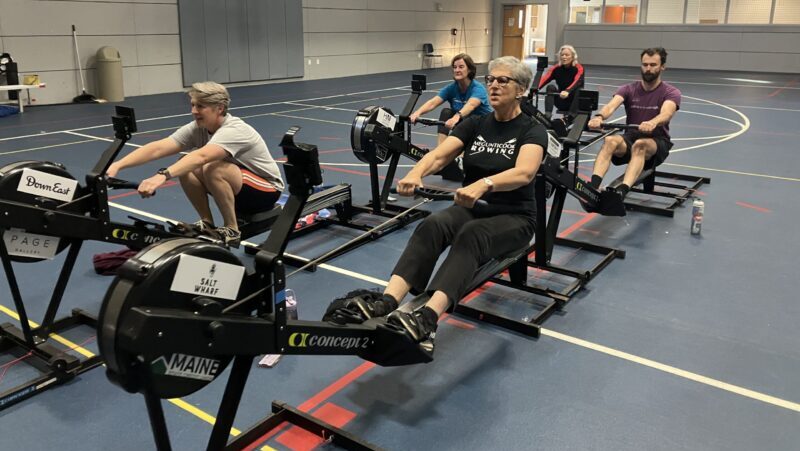 Megunticook Rowing indoor training on slides!